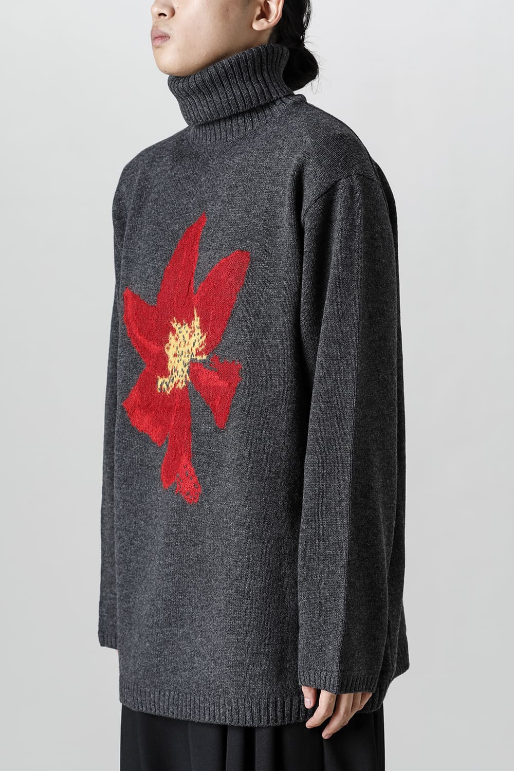 花柄タートル 長袖ニット