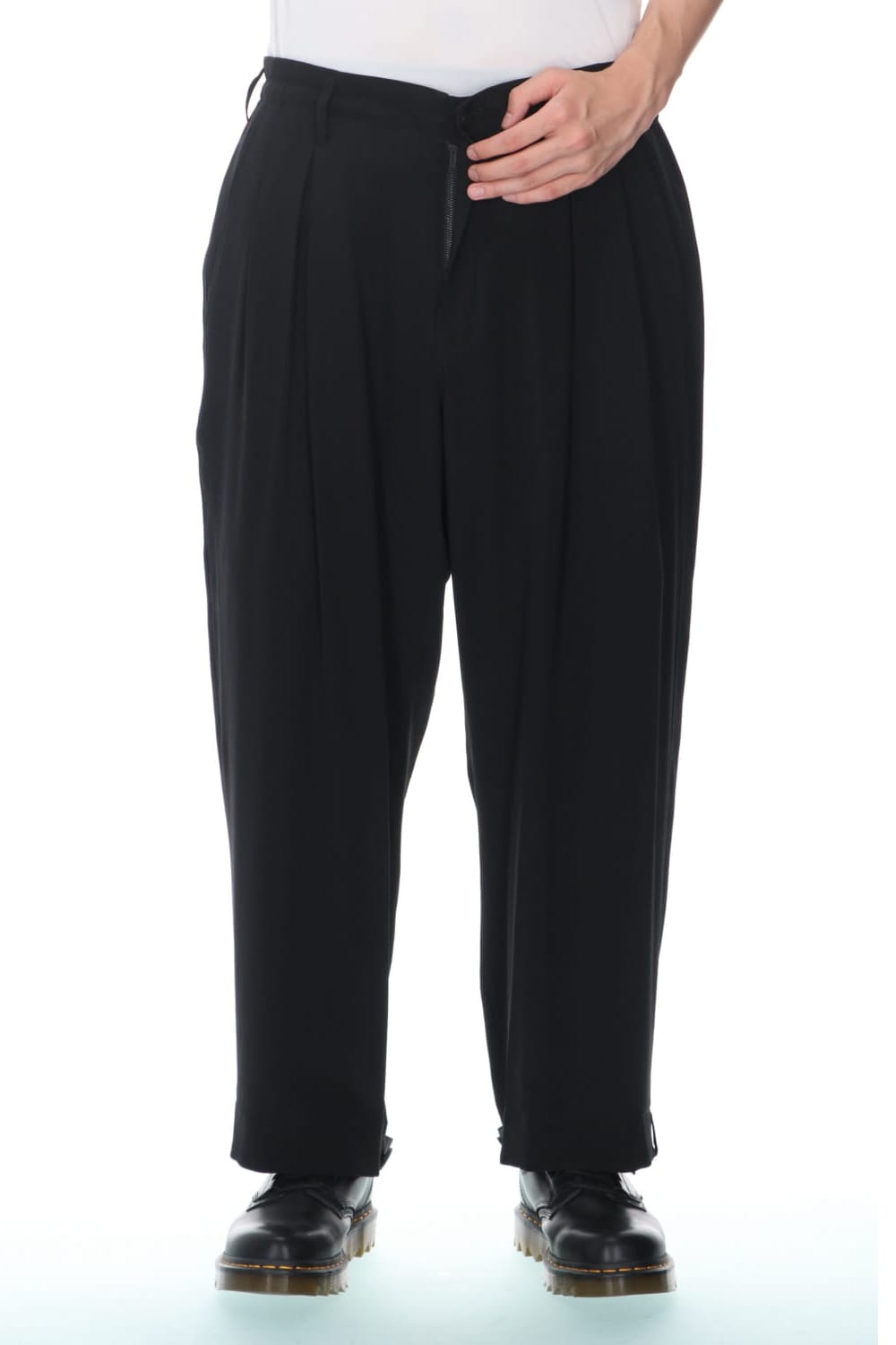 Tuck Hem belt Silk pants