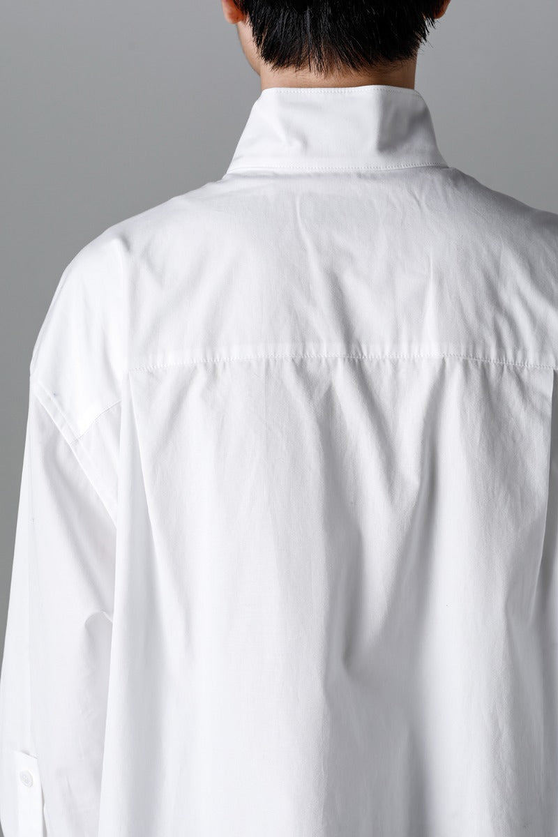 Collart Stand Blouse With Pleated Cloth  White