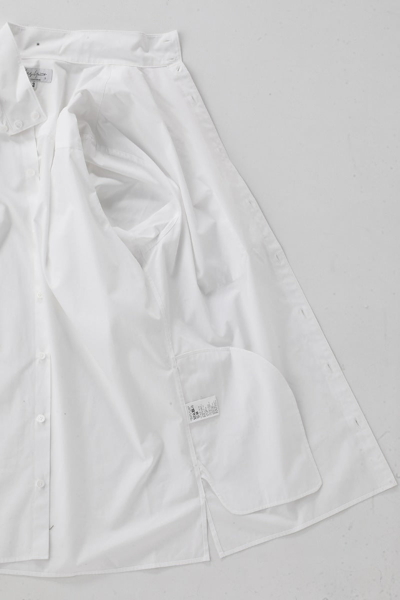 Collart Stand Blouse With Pleated Cloth  White