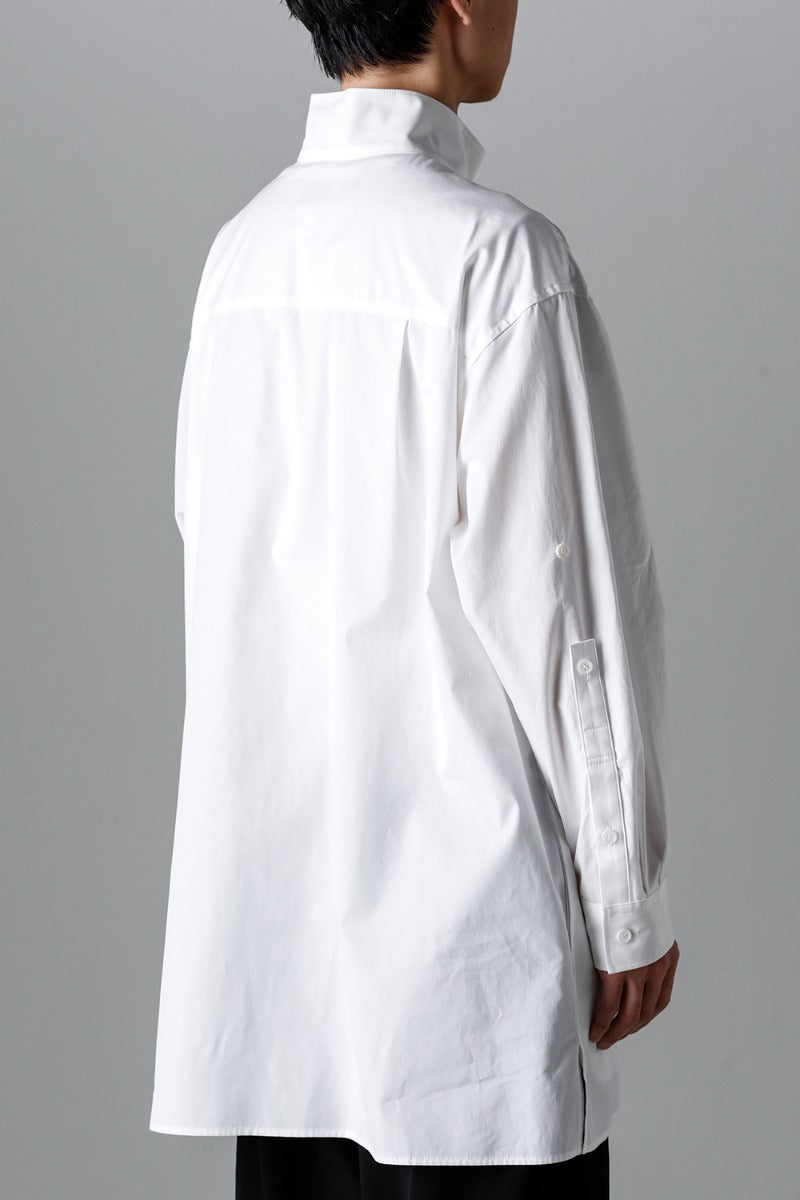 Collart Stand Blouse With Pleated Cloth  White