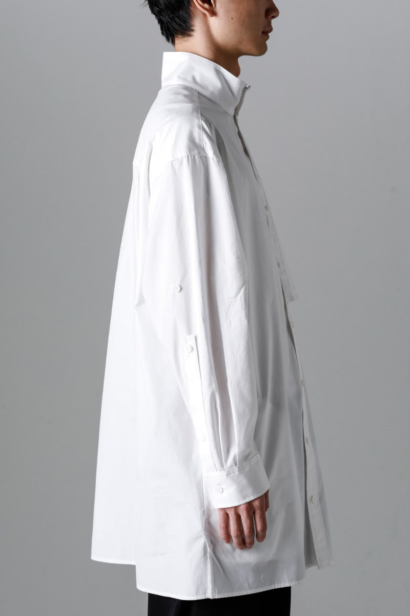 Collart Stand Blouse With Pleated Cloth  White