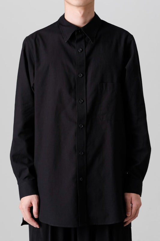 Shirt Collar Plaket Blouse  Black