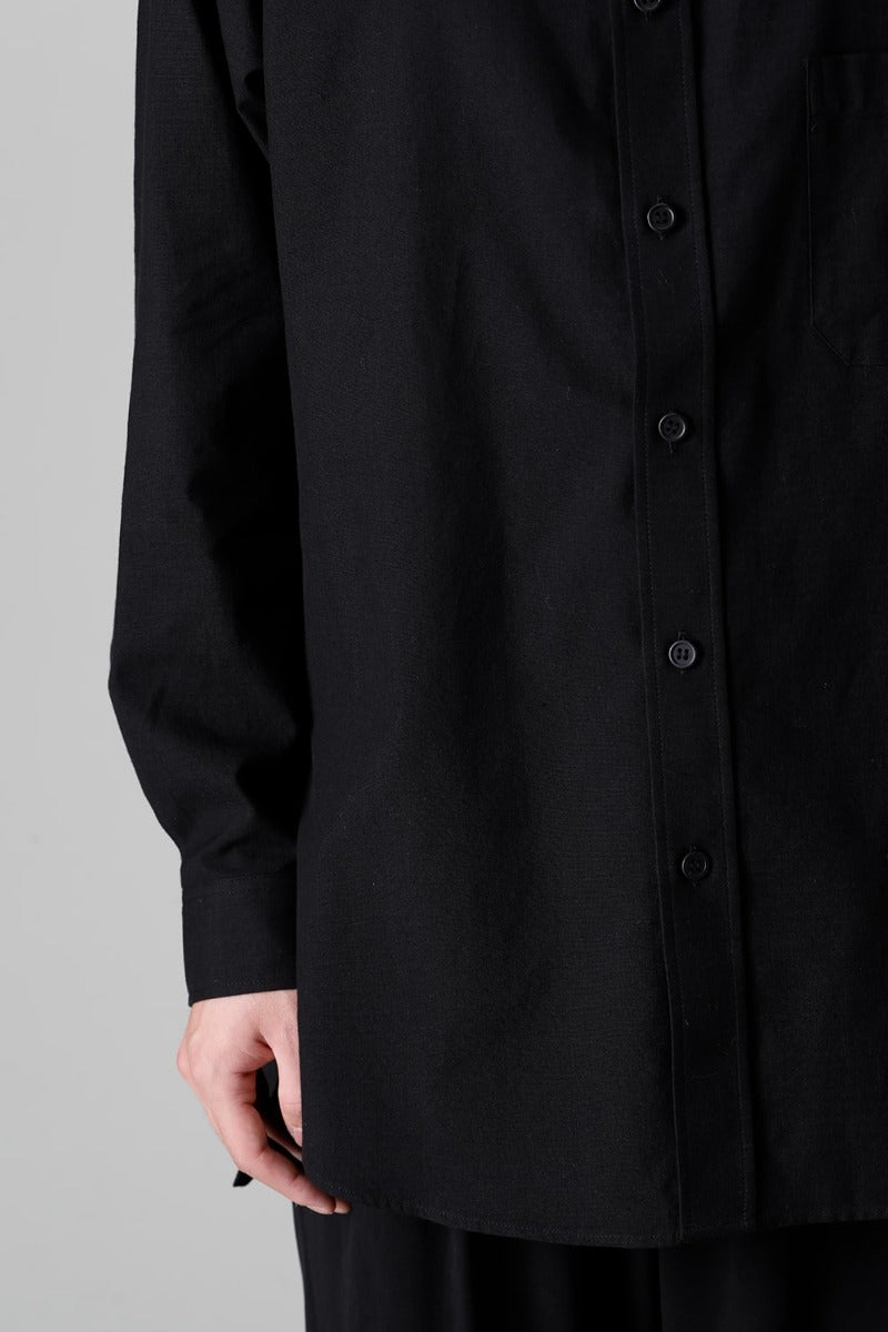 Shirt Collar Plaket Blouse  Black