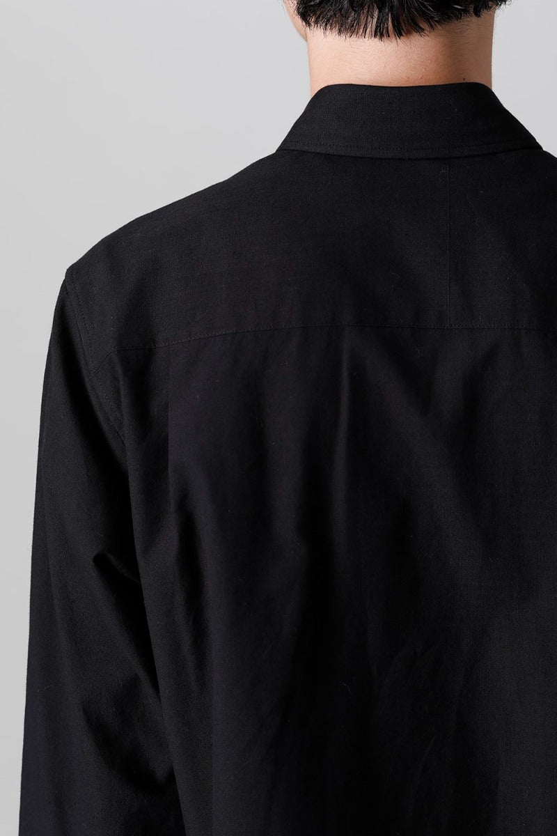 Shirt Collar Plaket Blouse  Black