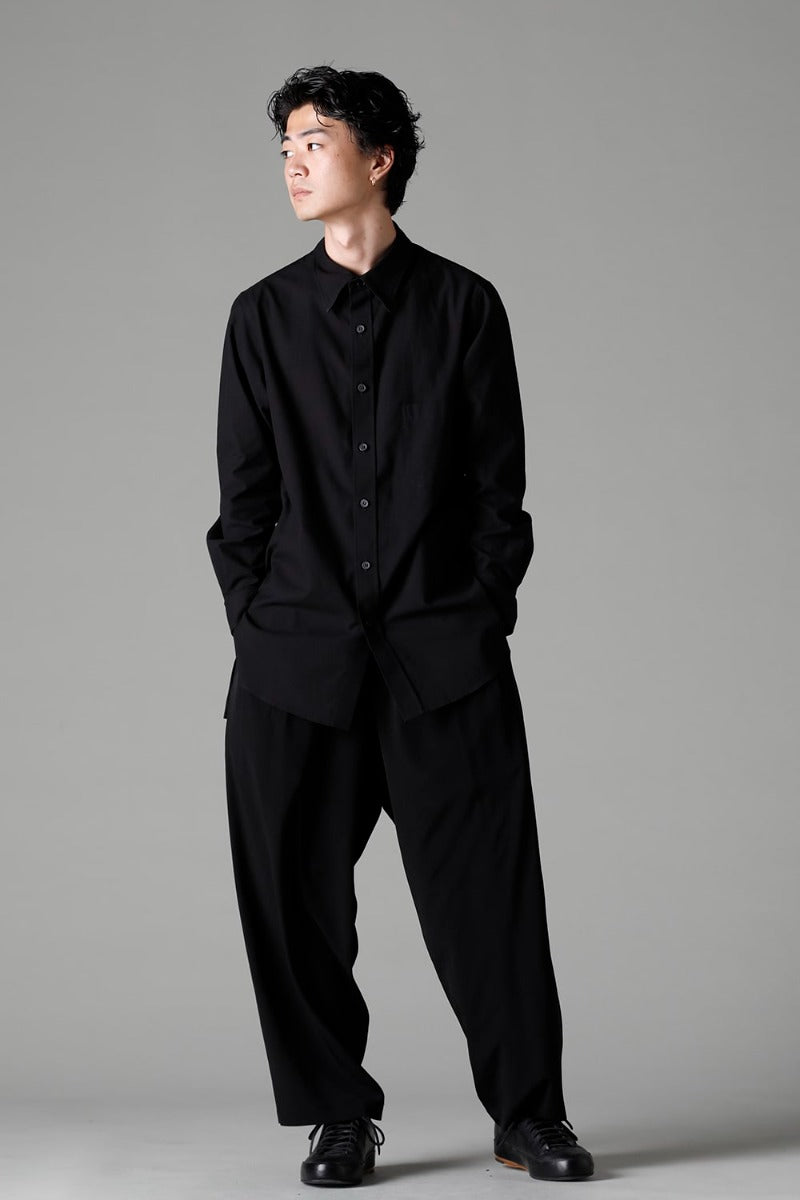 Shirt Collar Plaket Blouse  Black