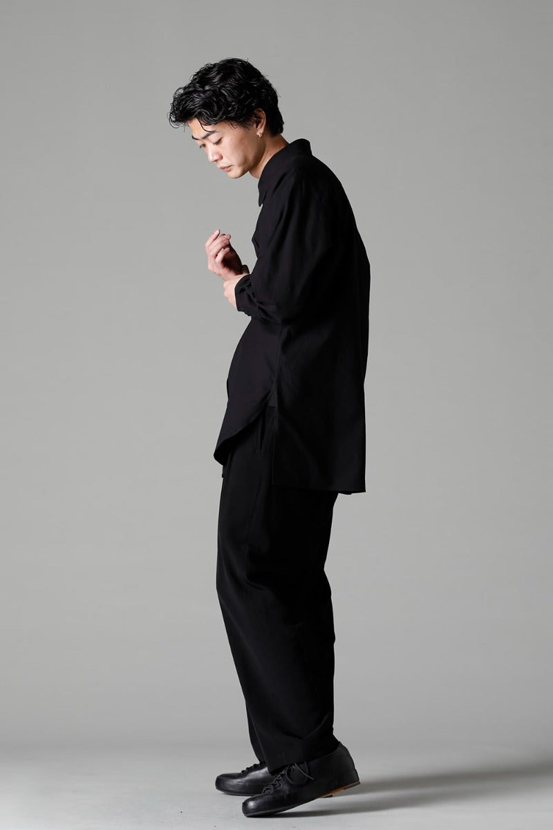 Shirt Collar Plaket Blouse  Black