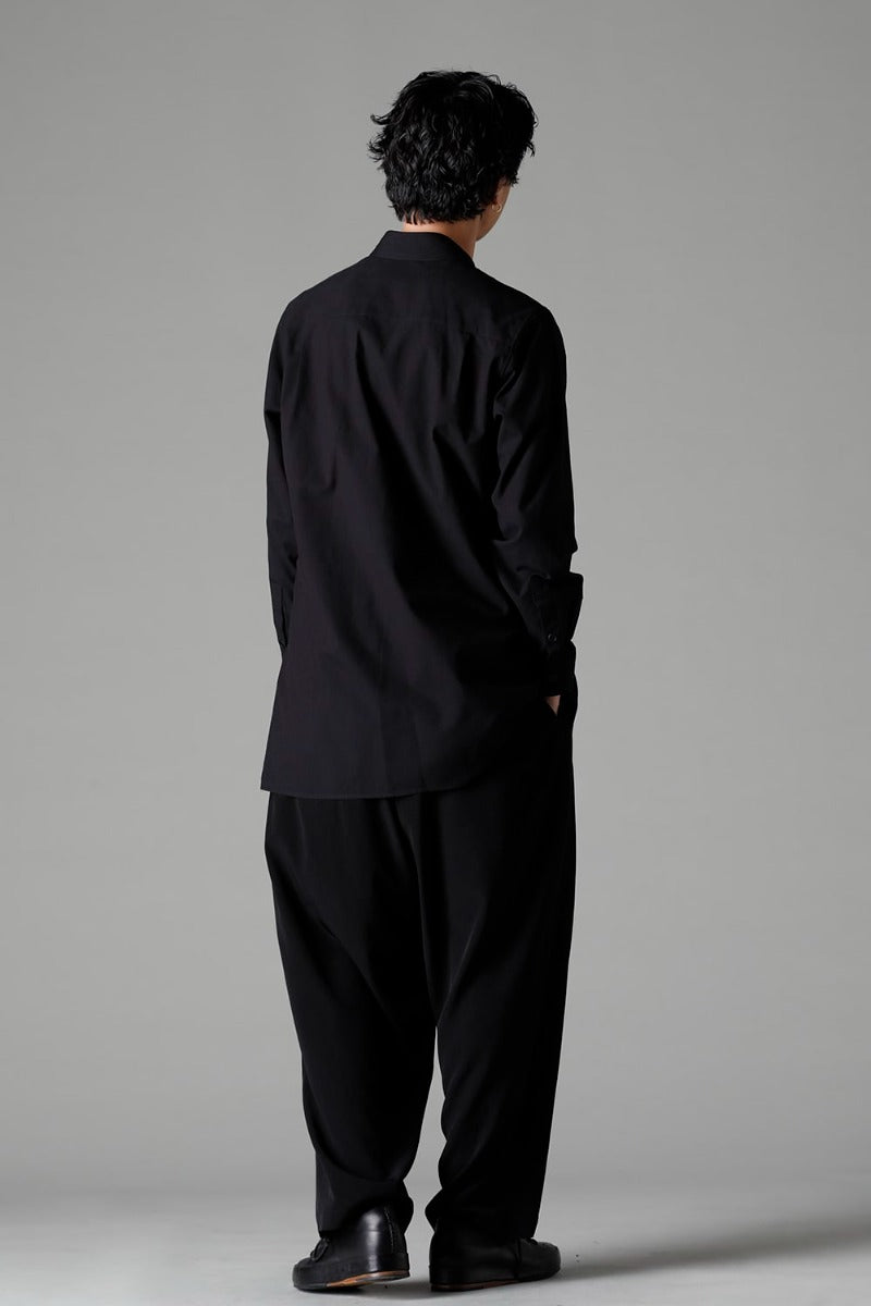 Shirt Collar Plaket Blouse  Black