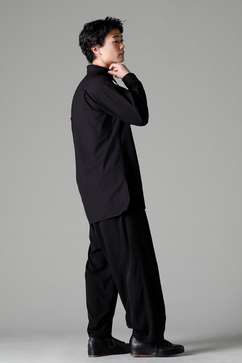 Shirt Collar Plaket Blouse  Black