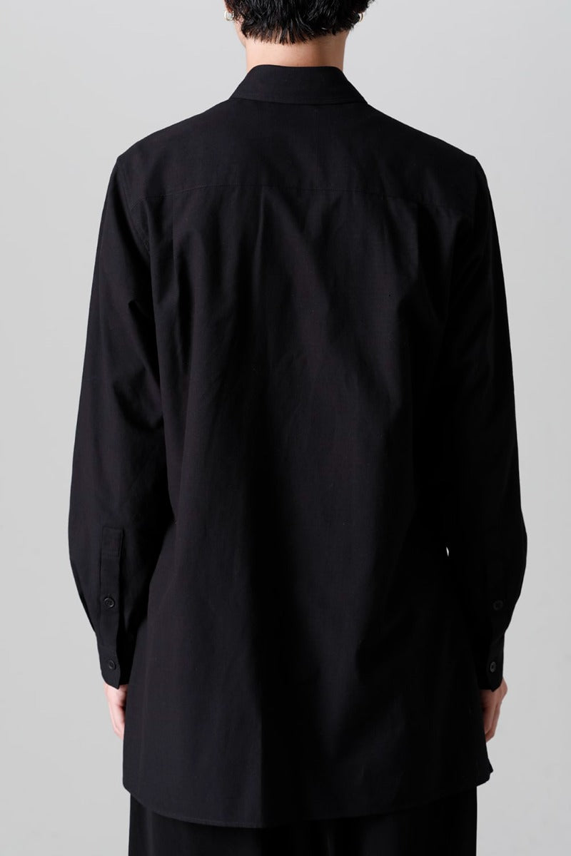 Shirt Collar Plaket Blouse  Black