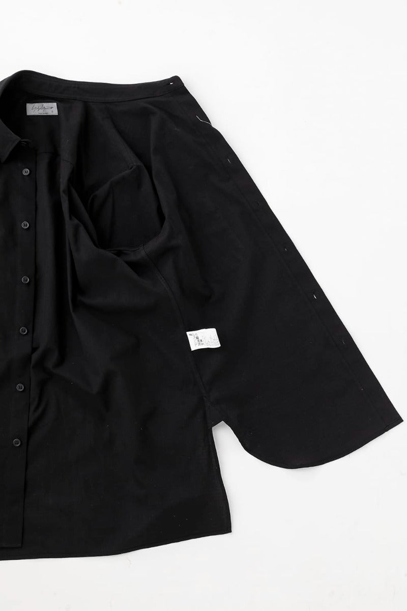 Shirt Collar Plaket Blouse  Black