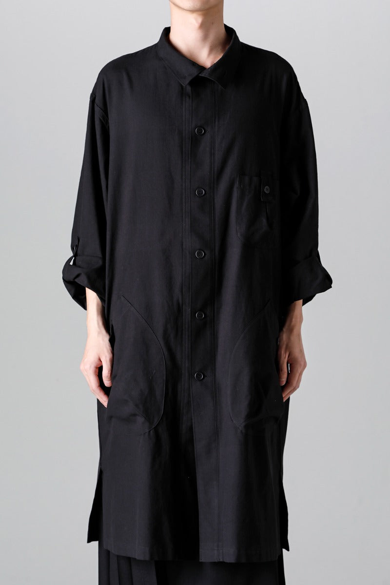 Shirt Coat Front Margin  Black