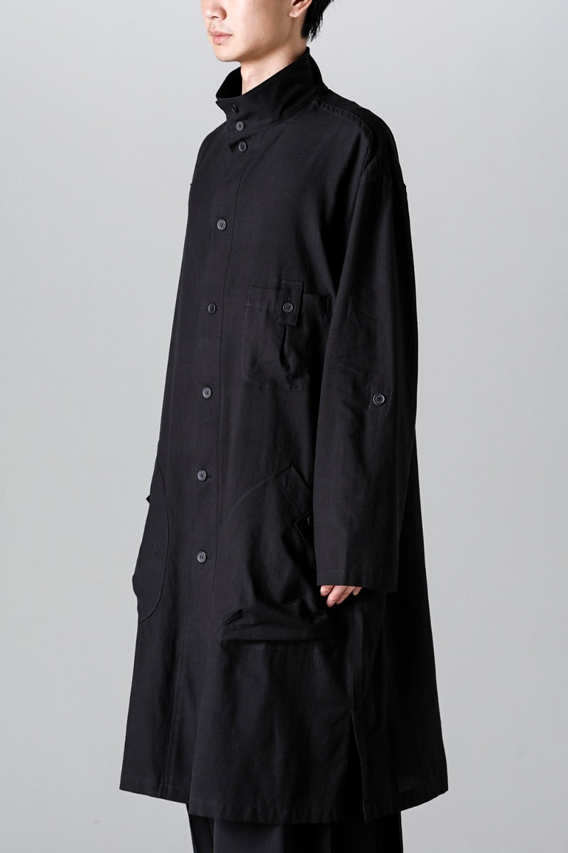 Shirt Coat Front Margin  Black