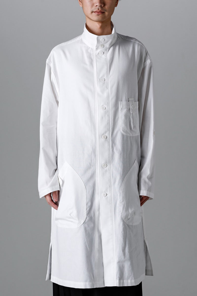 Shirt Coat Front Margin  White