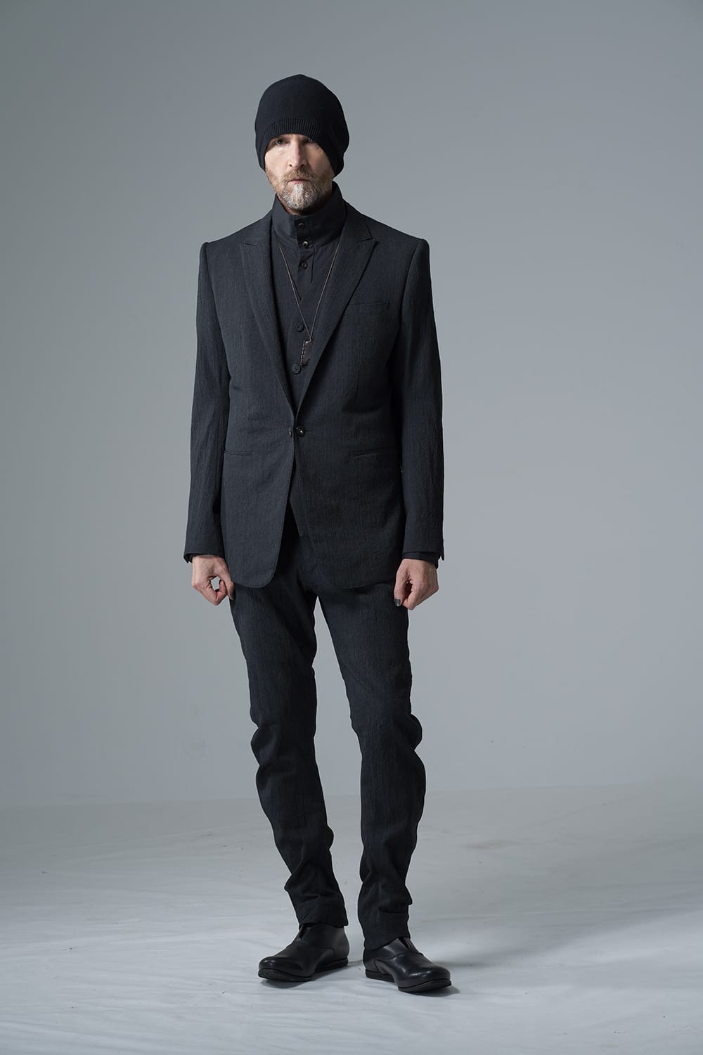 Hight neck shirt 200/2 cotton double weave  Black