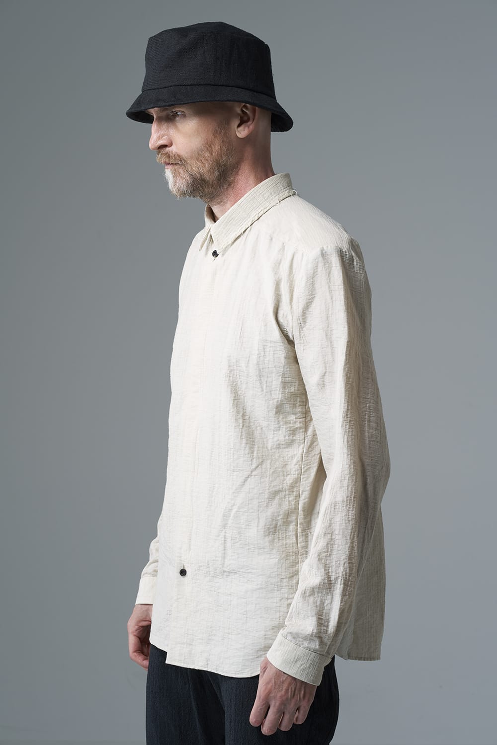 Shirt cotton / nylon Shadow jacquard  Ecru