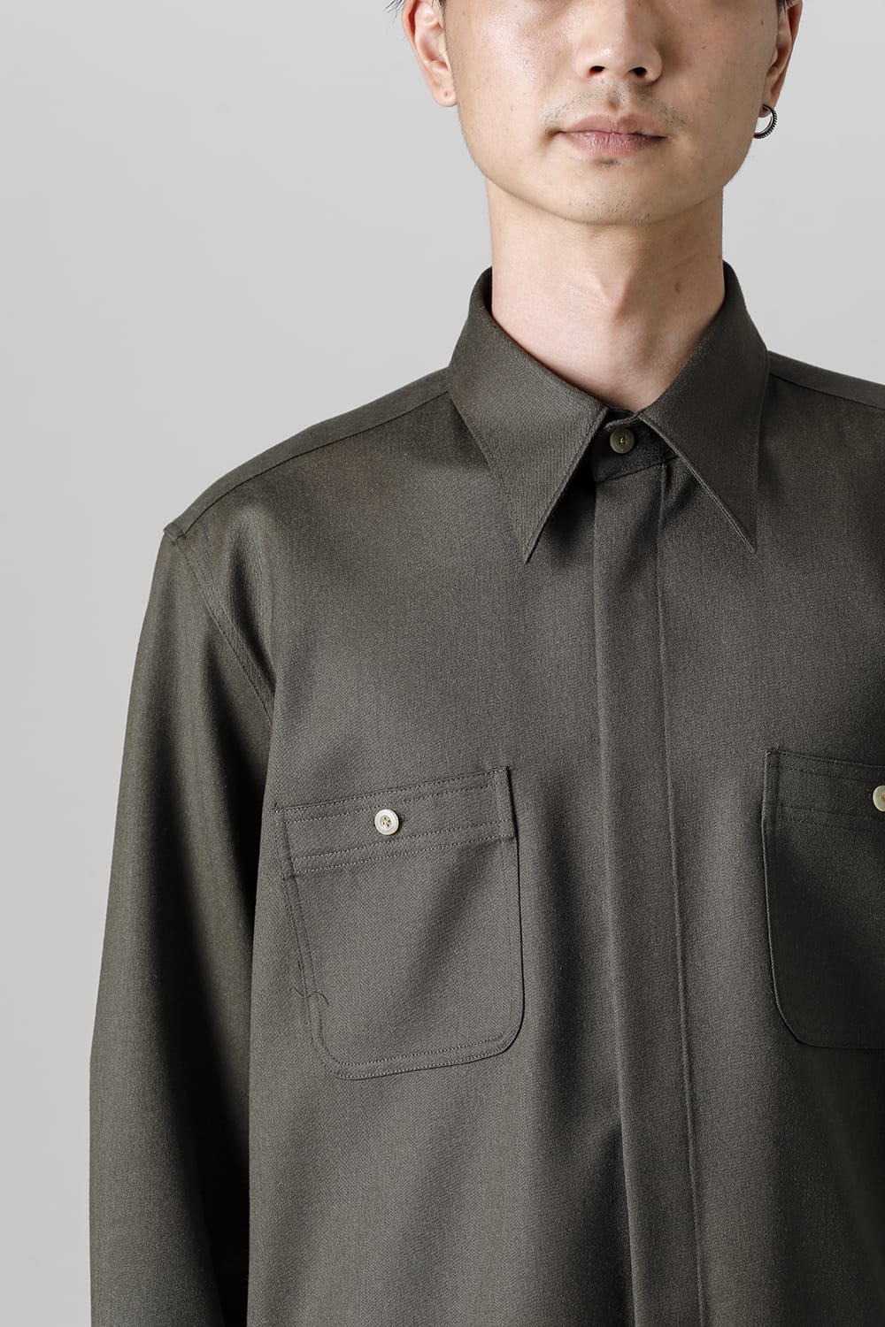 Chest Pockets Shirt Army Green