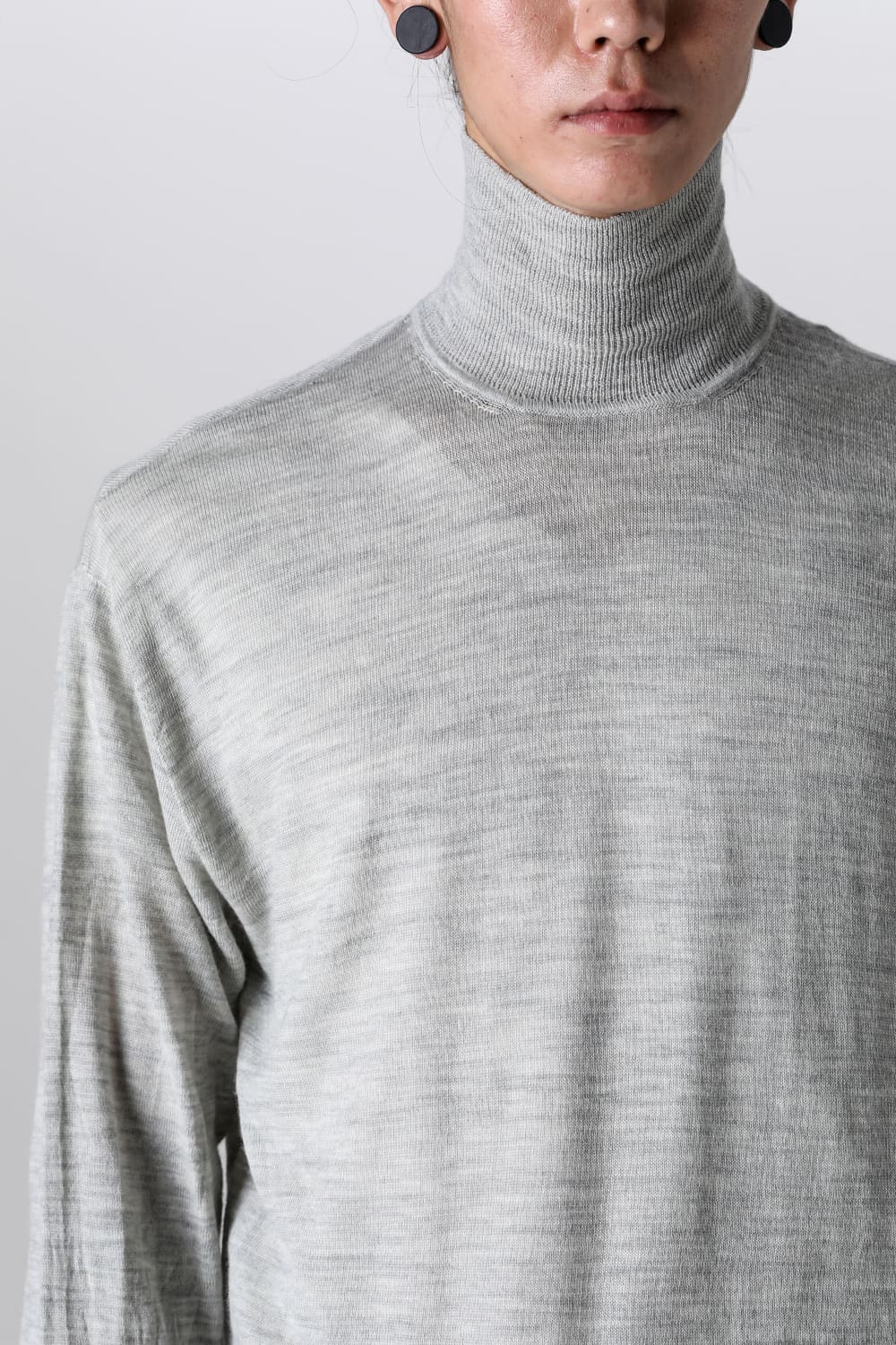 High Neck Pull Over Knit L.Gray
