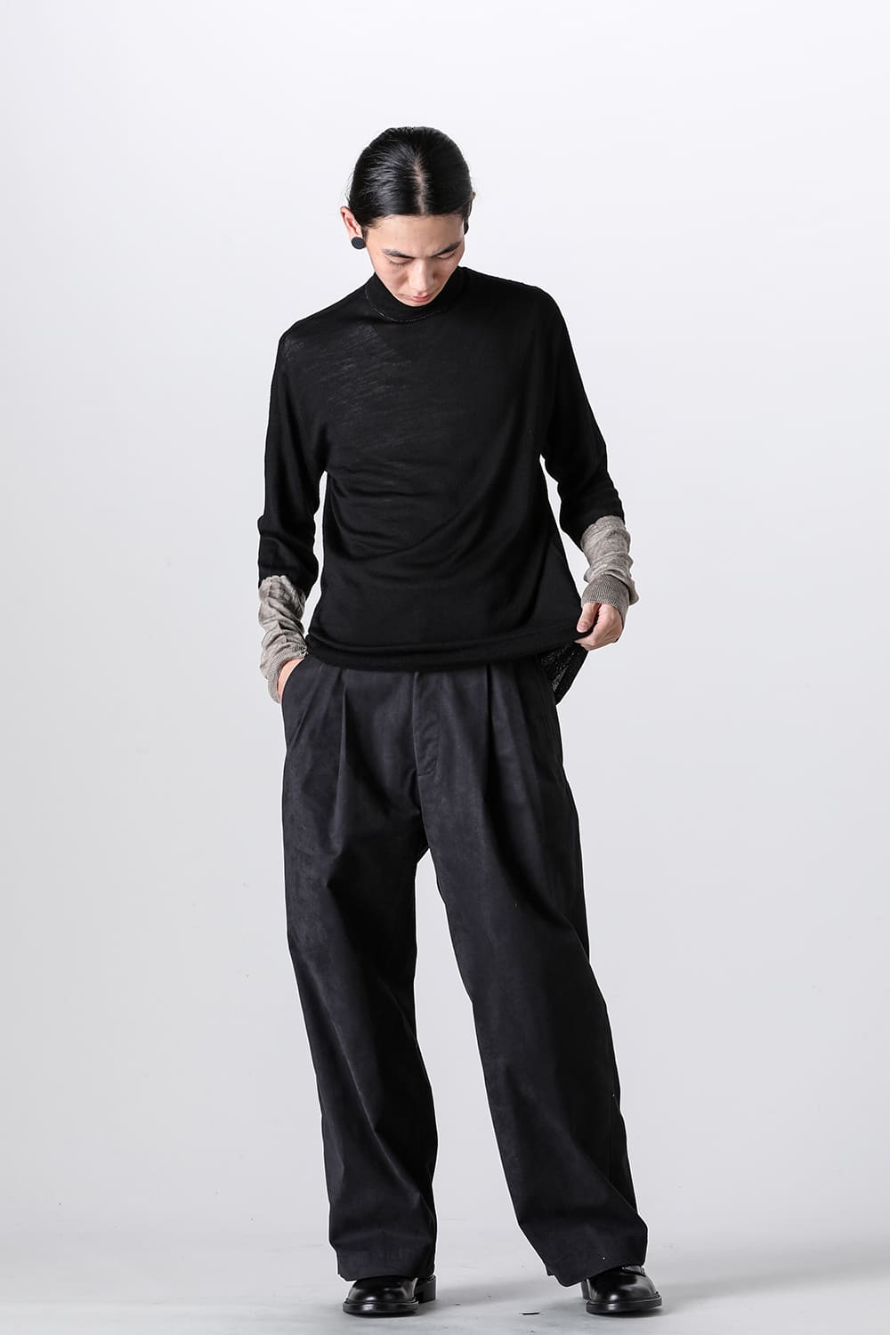 High Neck Pull Over Knit Black