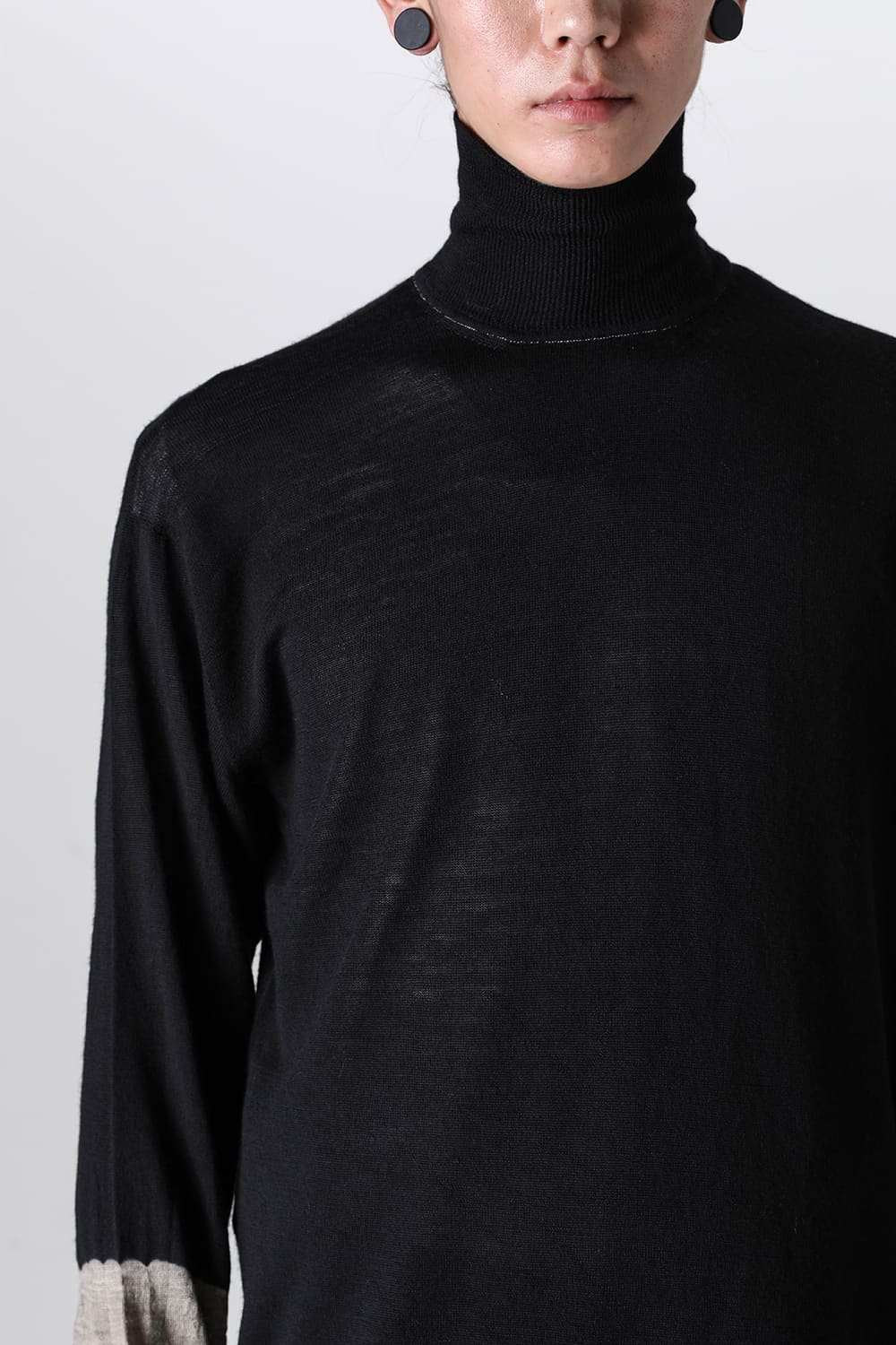High Neck Pull Over Knit Black