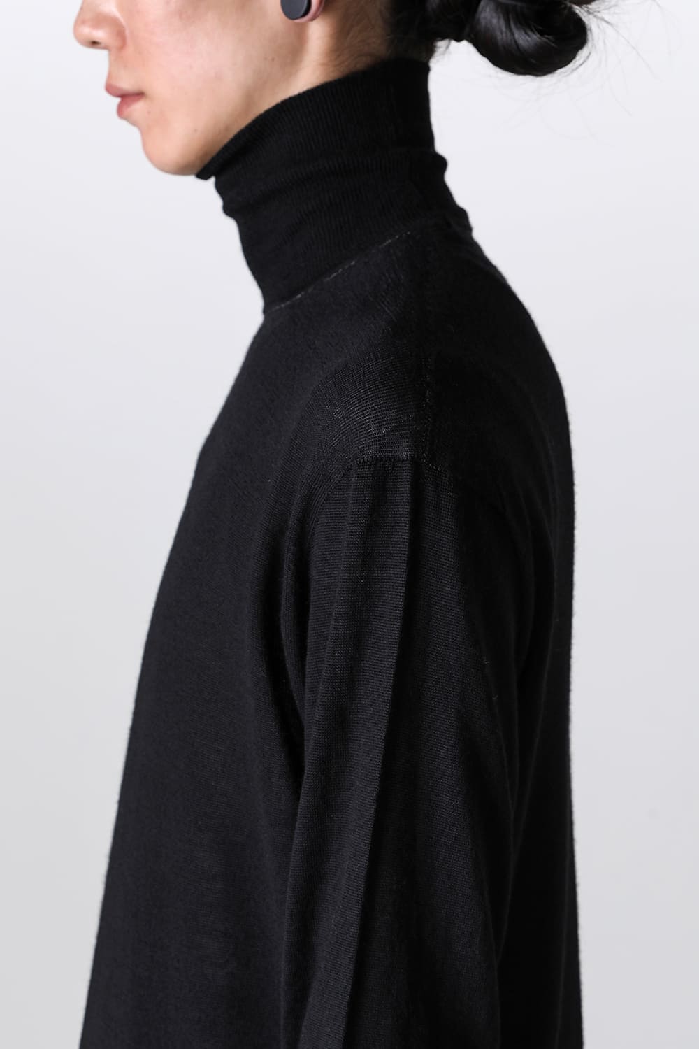 High Neck Pull Over Knit Black