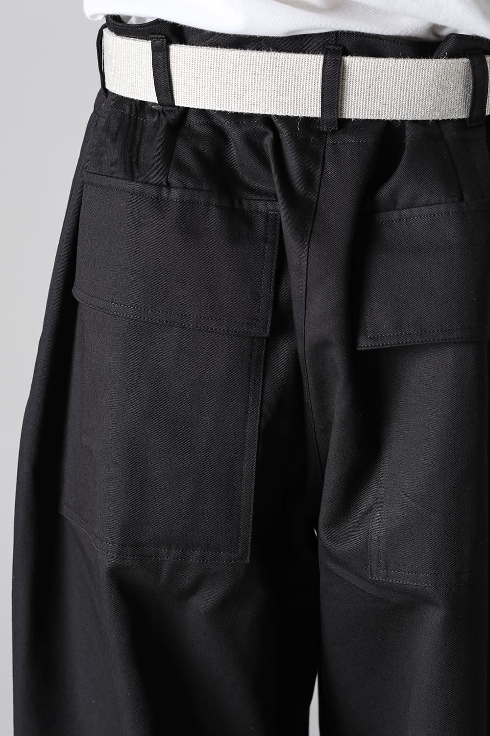 VOLUME PANTS WITH LINEN MIX BELT Black