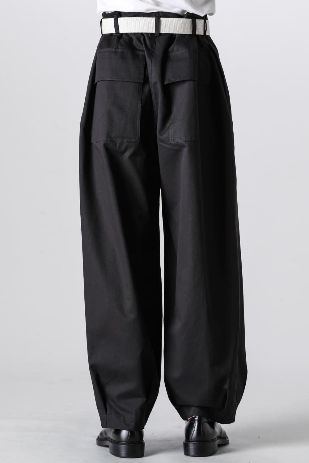 VOLUME PANTS WITH LINEN MIX BELT Black