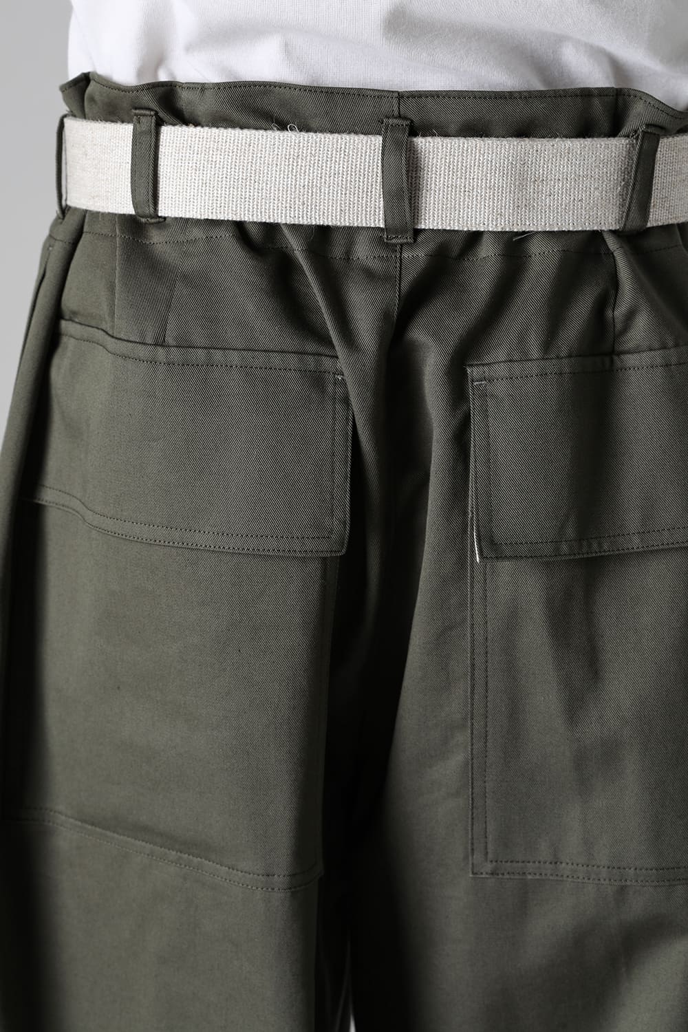 VOLUME PANTS WITH LINEN MIX BELT Olive