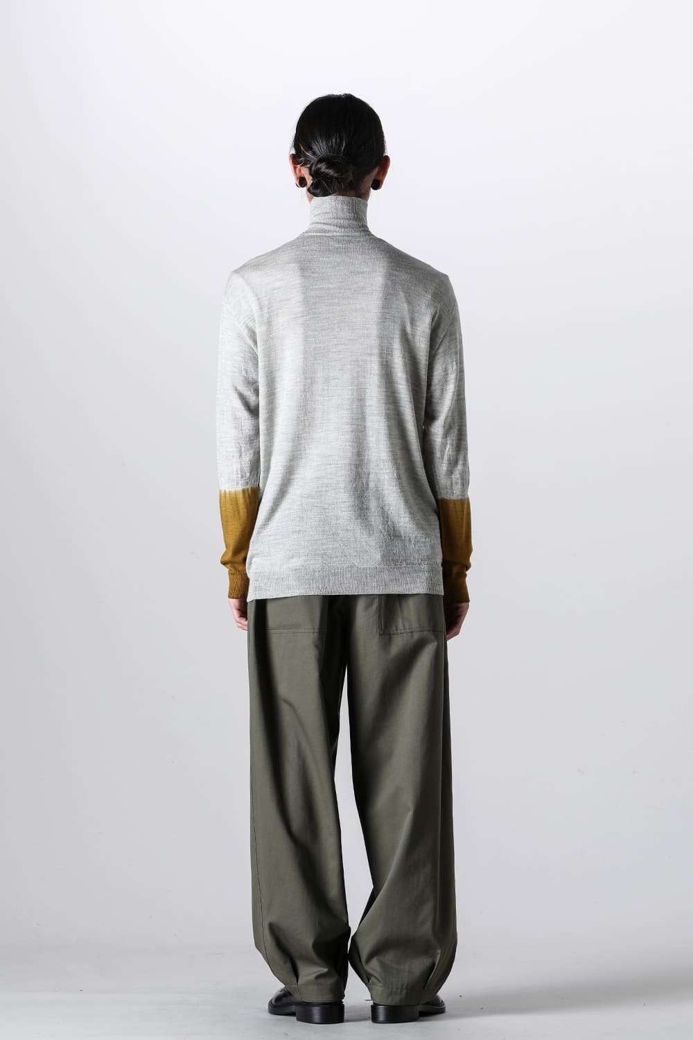 VOLUME PANTS WITH LINEN MIX BELT Olive