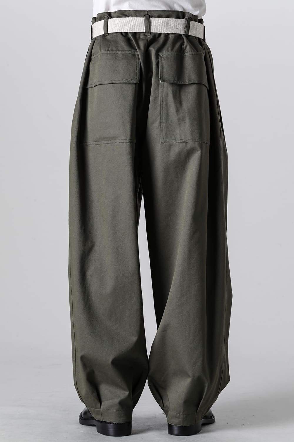 VOLUME PANTS WITH LINEN MIX BELT Olive