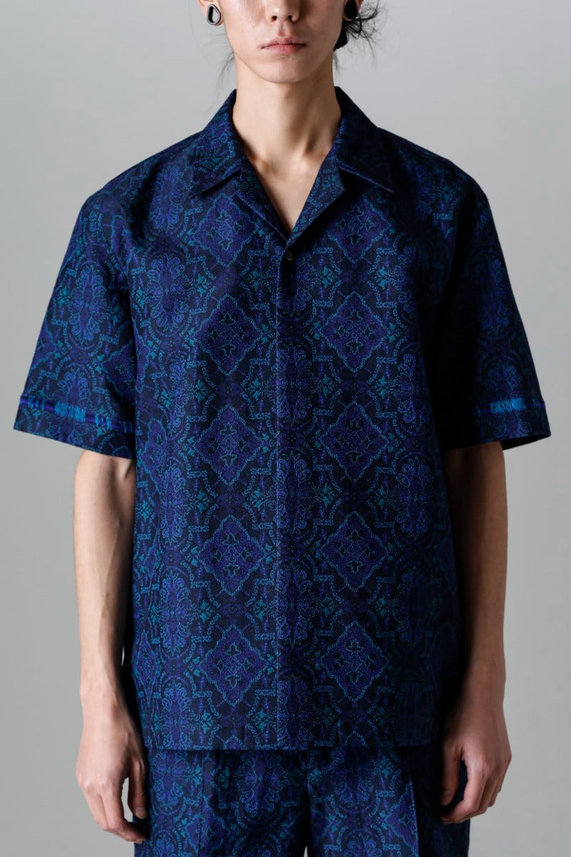 Open Collar Short-Sleeved Shirt