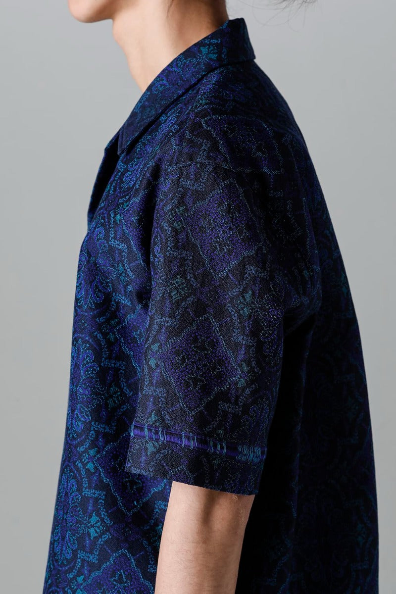 Open Collar Short-Sleeved Shirt