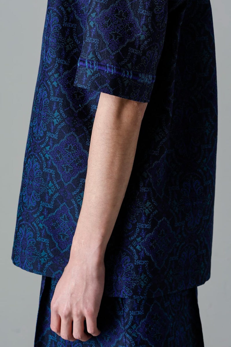 Open Collar Short-Sleeved Shirt