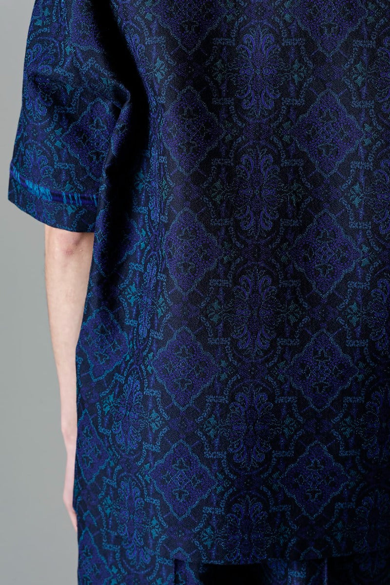 Open Collar Short-Sleeved Shirt