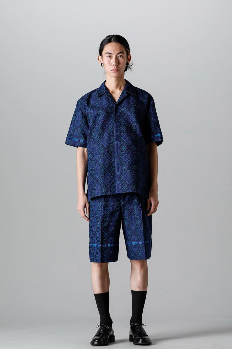 Open Collar Short-Sleeved Shirt