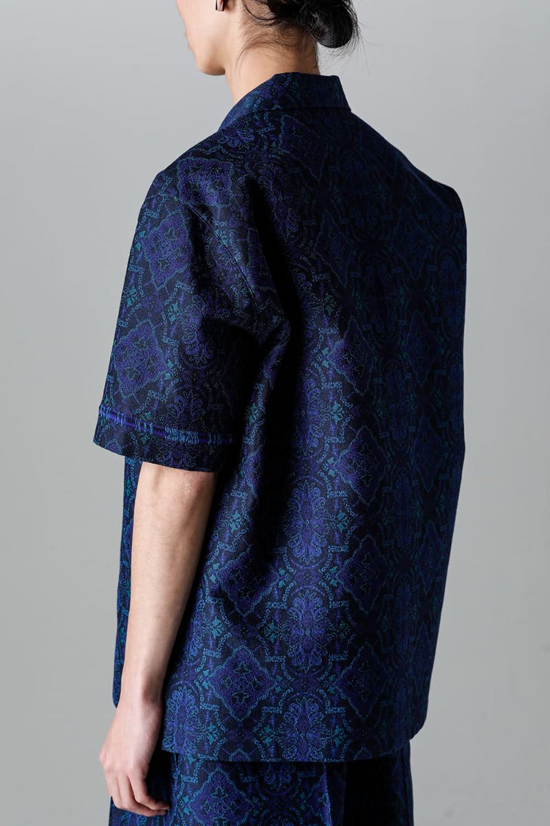 Open Collar Short-Sleeved Shirt