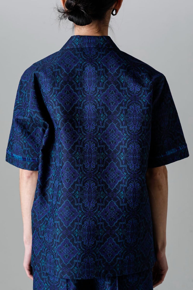 Open Collar Short-Sleeved Shirt