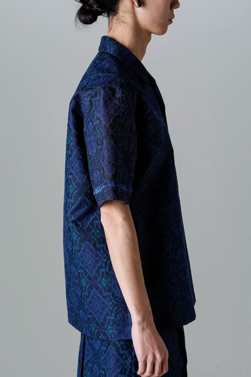 Open Collar Short-Sleeved Shirt