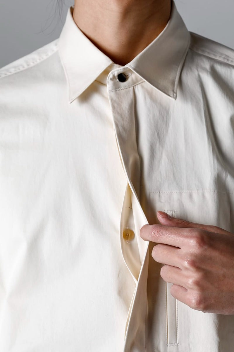 Fly Front Short-Sleeved Shirt Ivory