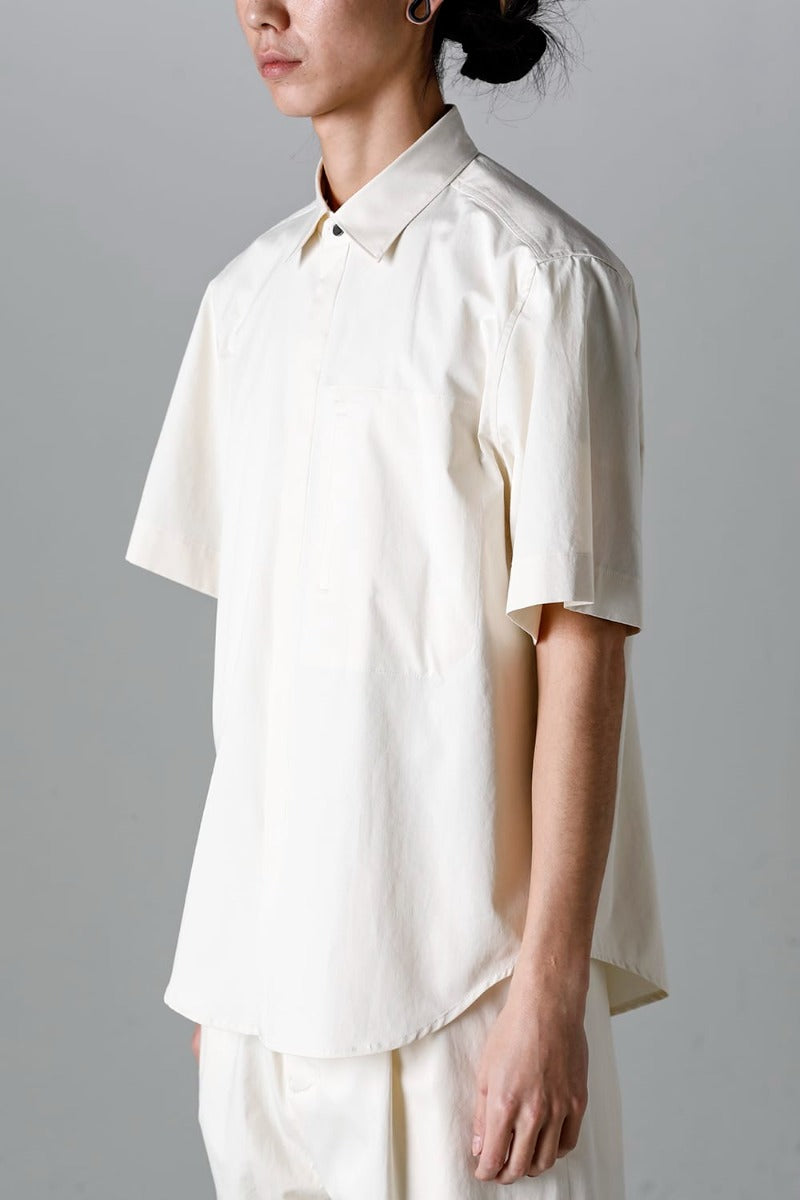 Fly Front Short-Sleeved Shirt Ivory