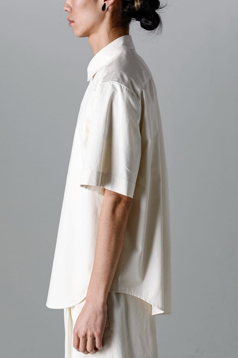 Fly Front Short-Sleeved Shirt Ivory
