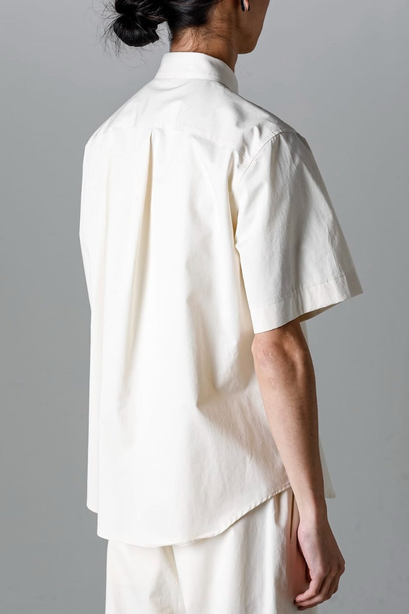 Fly Front Short-Sleeved Shirt Ivory