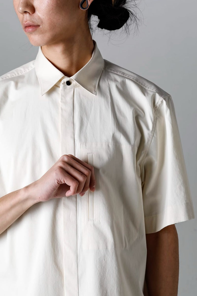 Fly Front Short-Sleeved Shirt Ivory