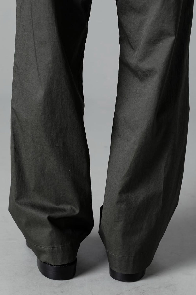 Semi Flared Relaxed Pants Olive Charcoal