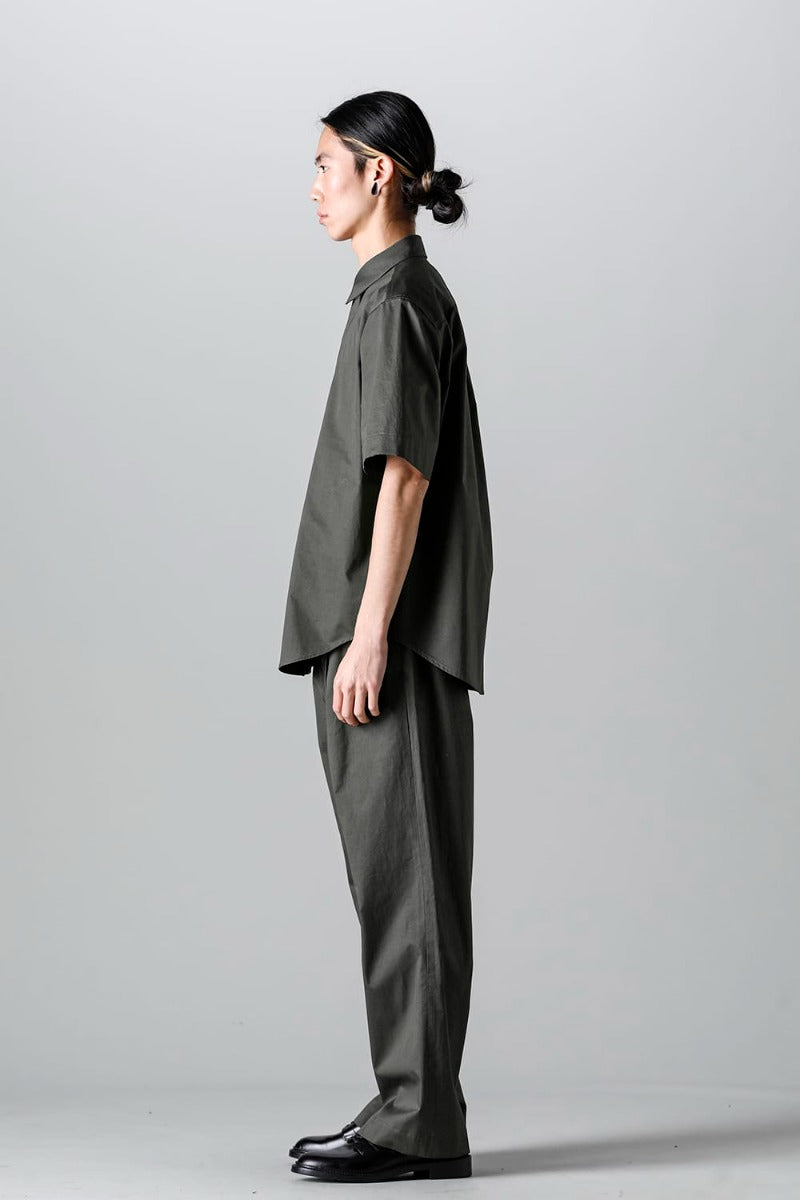 Semi Flared Relaxed Pants Olive Charcoal