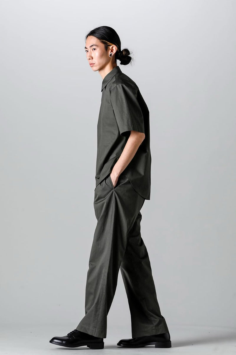 Semi Flared Relaxed Pants Olive Charcoal