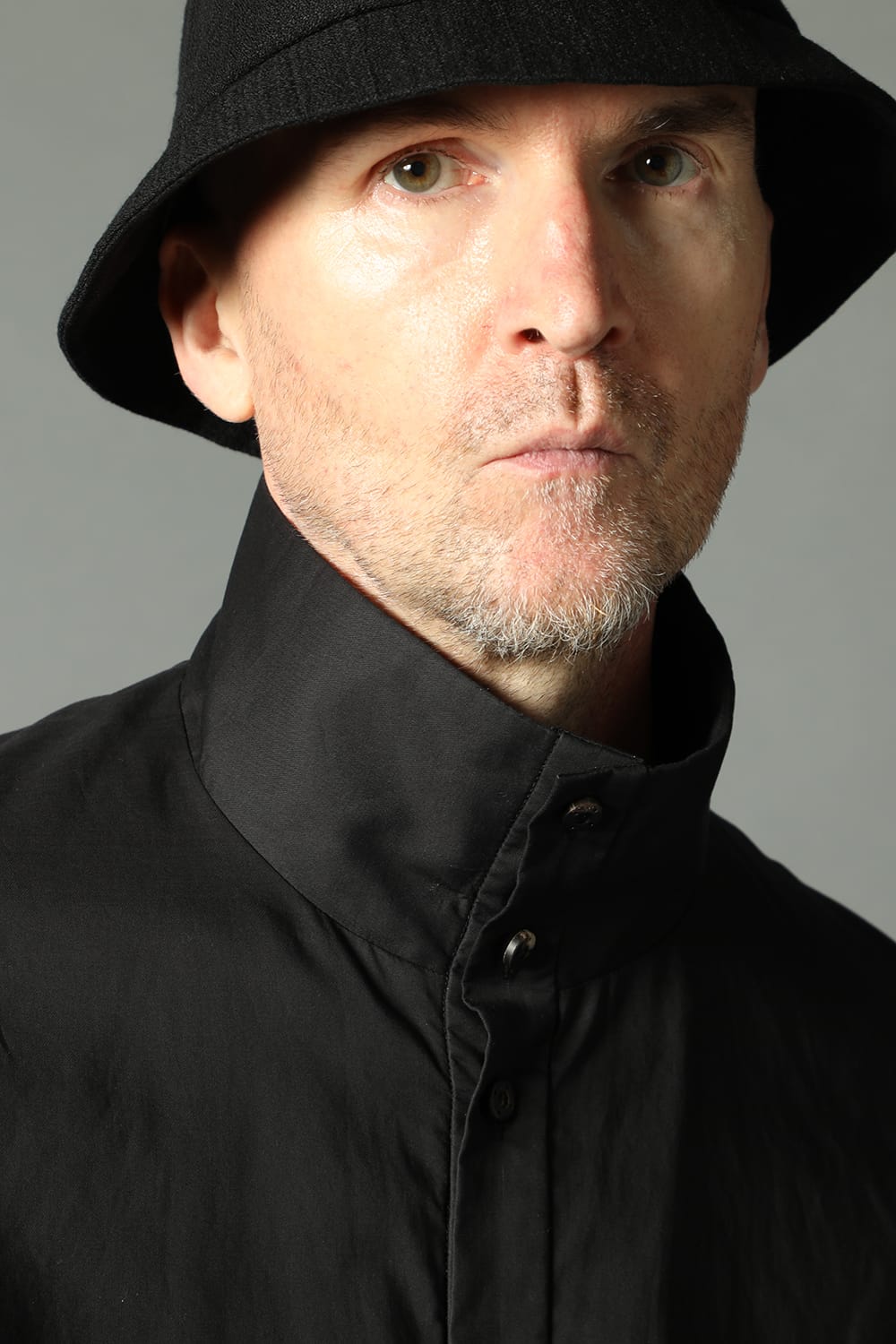 Hight neck shirt 200/2 cotton double weave  Black