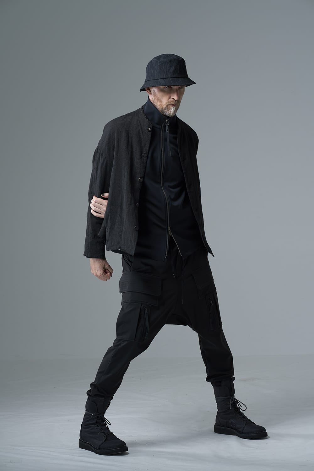 Jacket silk linen crazy check  Black