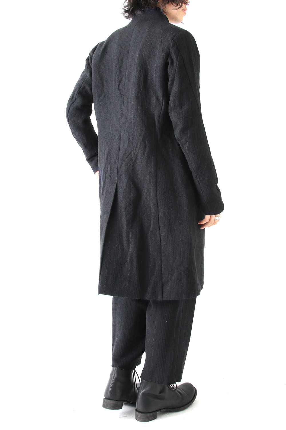 Coat Silk Linen Wool Stripe