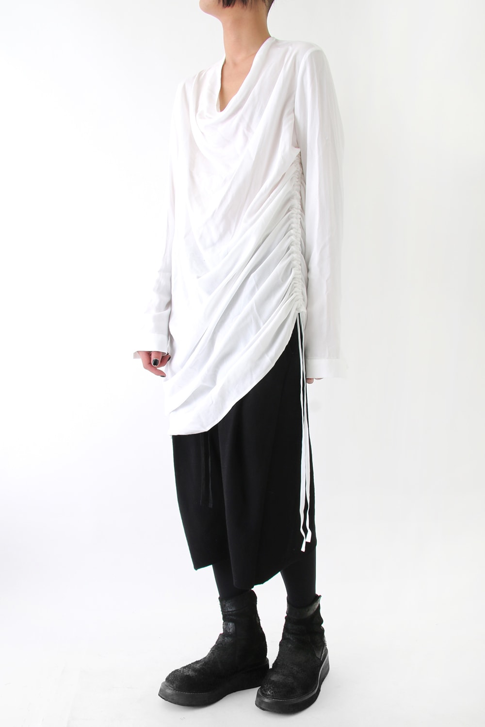 17PFW Shirring Shirt WHITE